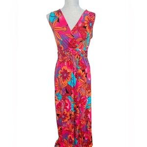 Vibrant Floral Sleeveless Maxi Dress, Medium WOMENS sleeveless dress